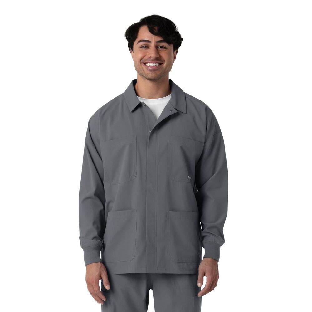 WINK Nurtur Men's Scrub Jacket 5XL Pewter Gray Snap Front Warm-Up Top NWT